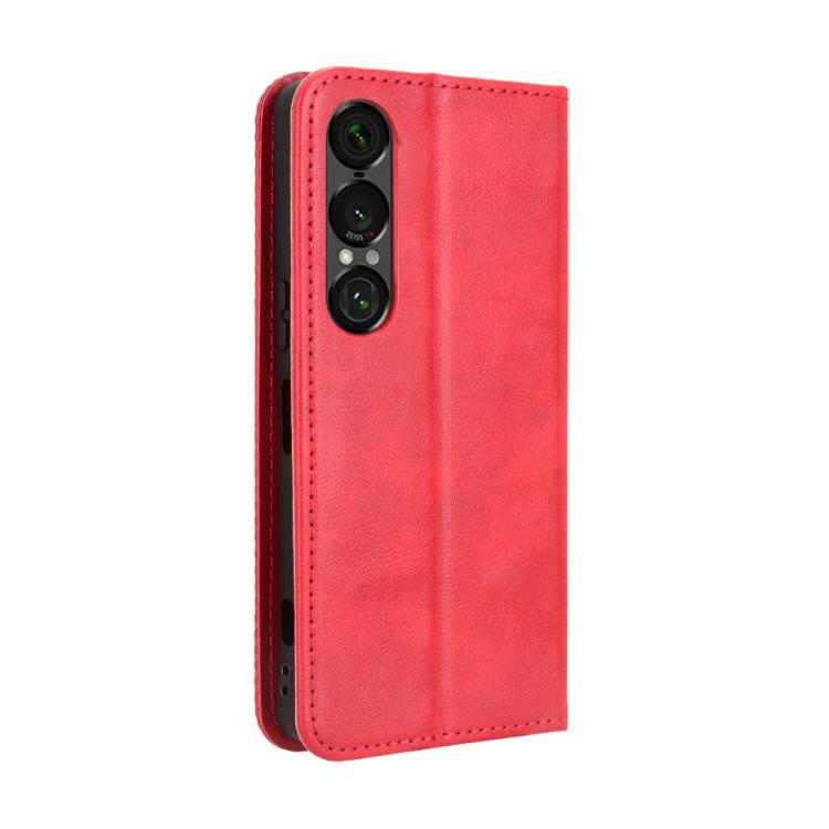 For Sony Xperia 1 VII Magnetic Buckle Retro Texture Leather Phone Case
