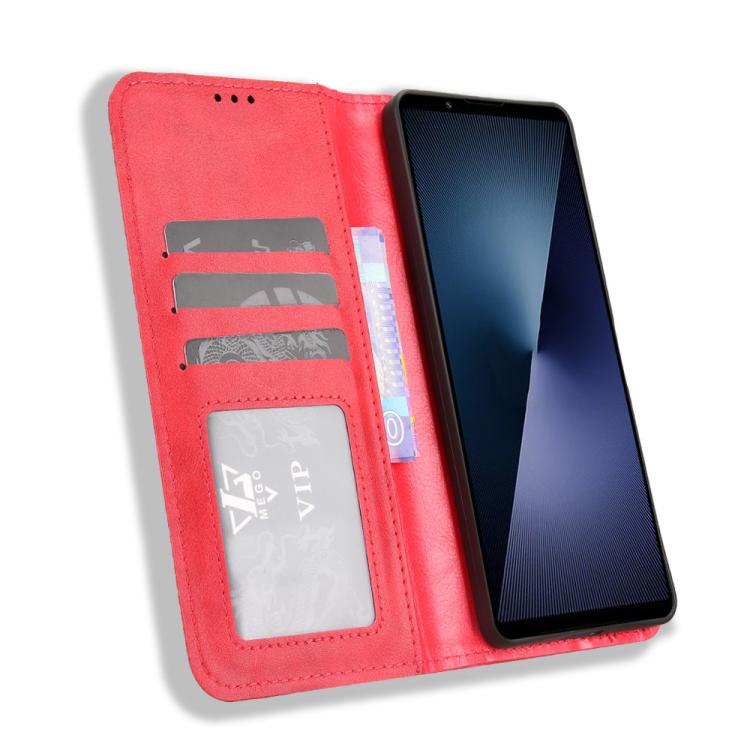For Sony Xperia 1 VII Magnetic Buckle Retro Texture Leather Phone Case