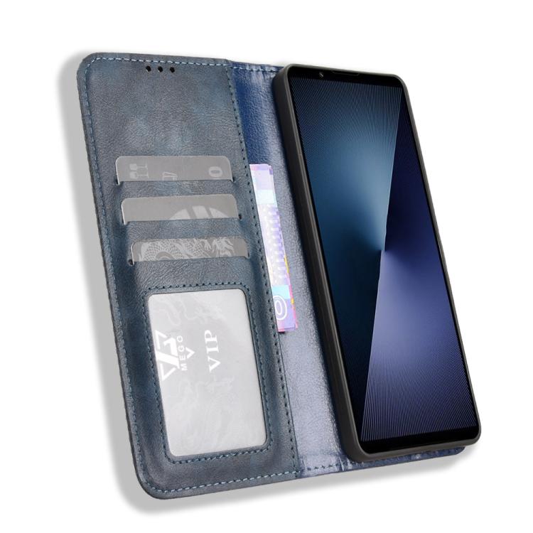 For Sony Xperia 1 VII Magnetic Buckle Retro Texture Leather Phone Case