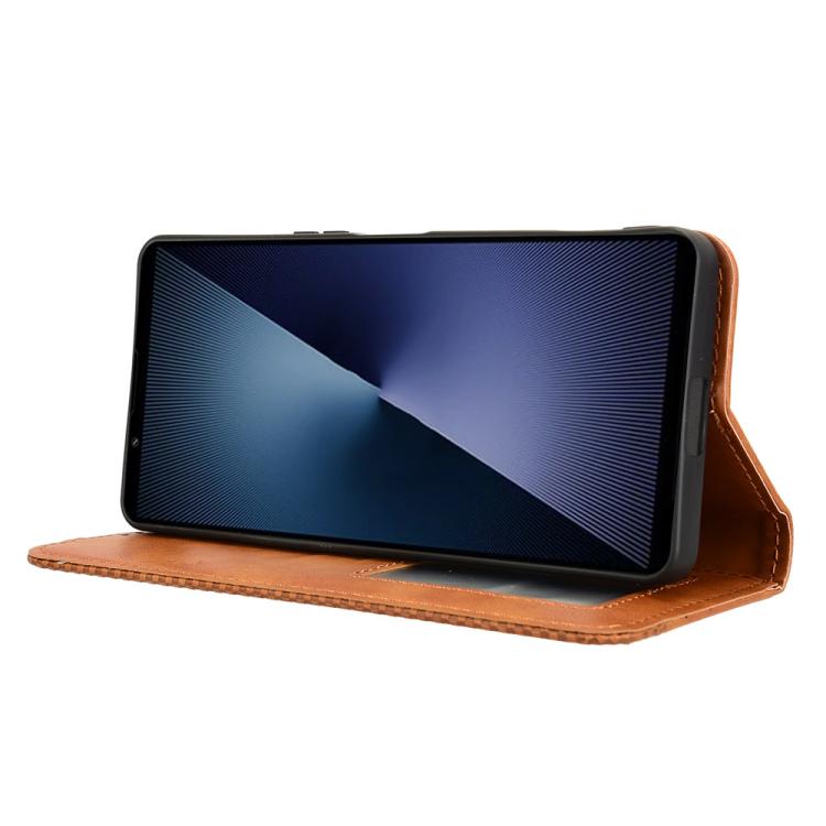 For Sony Xperia 1 VII Magnetic Buckle Retro Texture Leather Phone Case