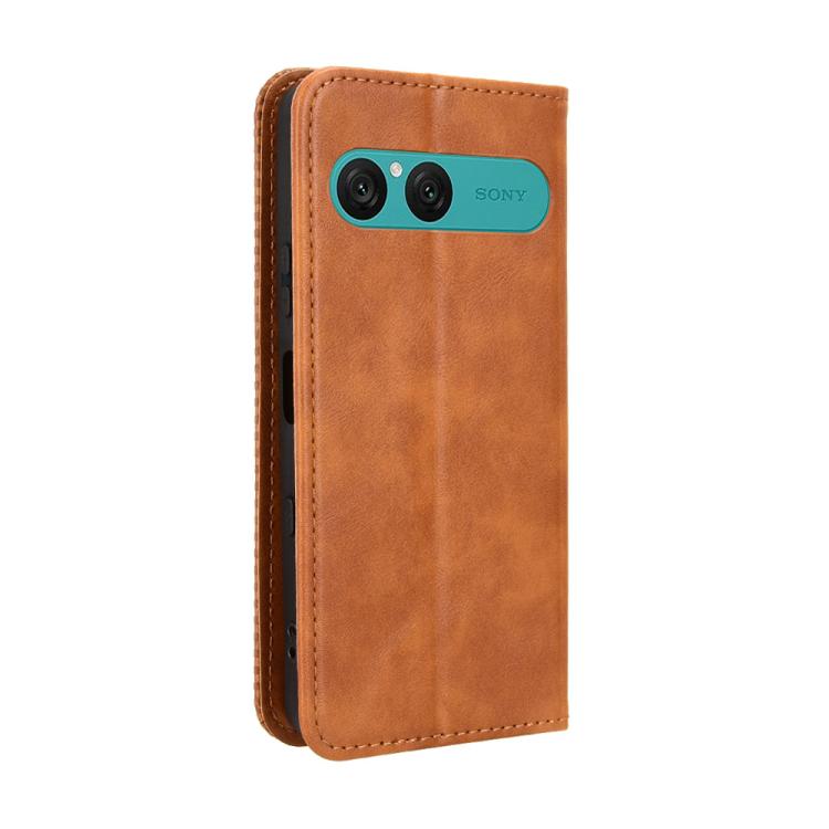 For Sony Xperia 10 VII Magnetic Buckle Retro Texture Leather Phone Case