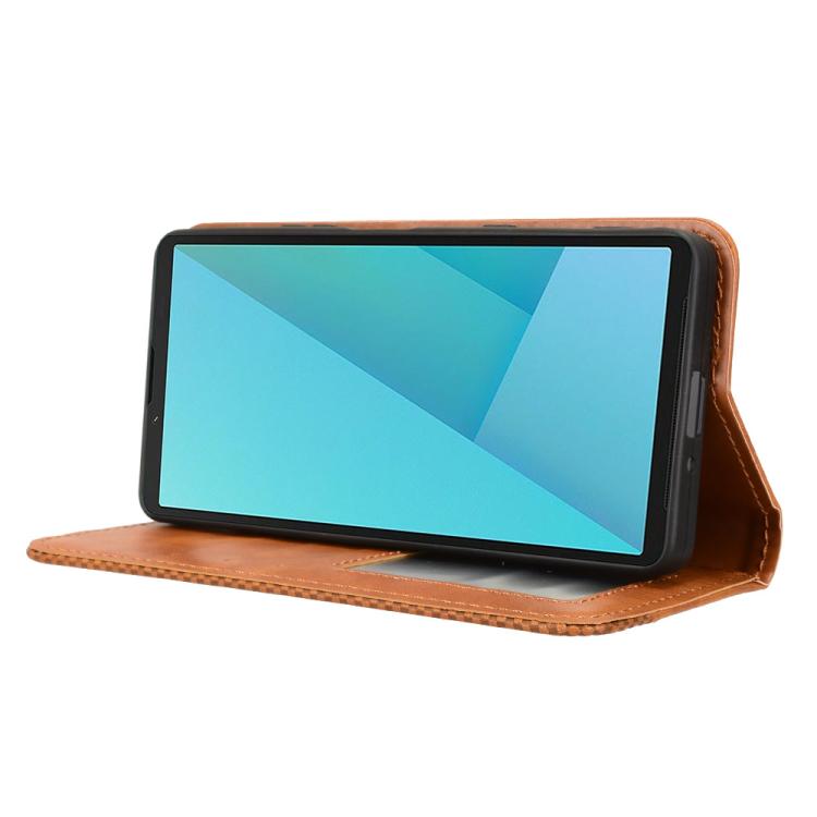 For Sony Xperia 10 VII Magnetic Buckle Retro Texture Leather Phone Case