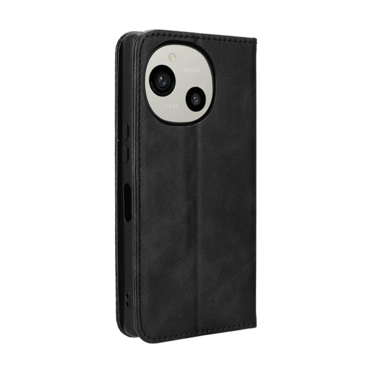 For Sharp Aquos R9 Magnetic Buckle Retro Texture Leather Phone Case