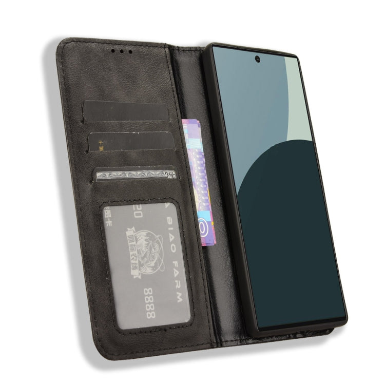 For Sharp Aquos R9 Magnetic Buckle Retro Texture Leather Phone Case