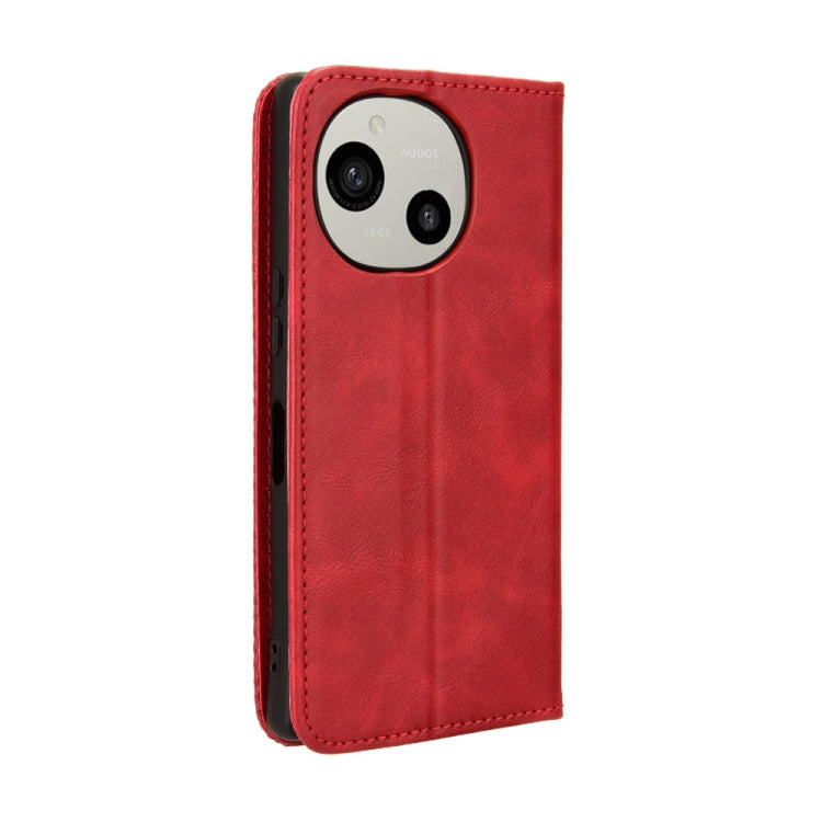 For Sharp Aquos R9 Magnetic Buckle Retro Texture Leather Phone Case