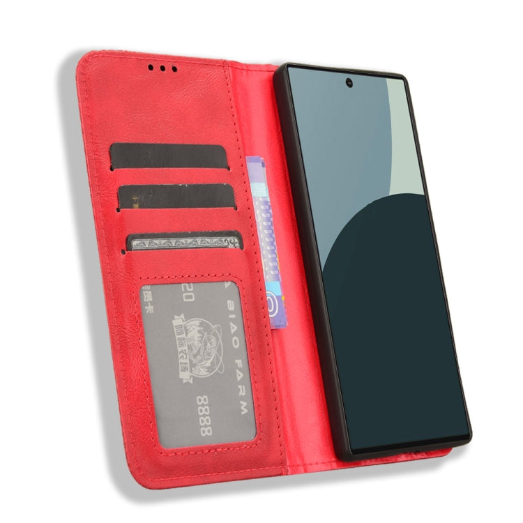 For Sharp Aquos R9 Magnetic Buckle Retro Texture Leather Phone Case