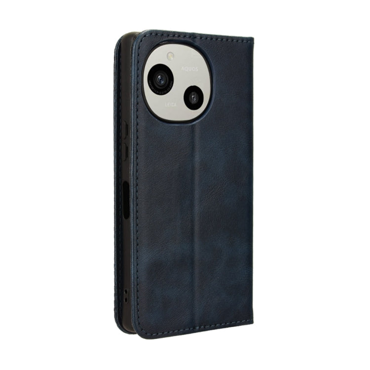 For Sharp Aquos R9 Magnetic Buckle Retro Texture Leather Phone Case