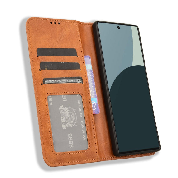 For Sharp Aquos R9 Magnetic Buckle Retro Texture Leather Phone Case