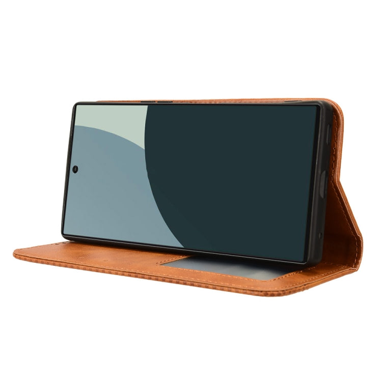 For Sharp Aquos R9 Magnetic Buckle Retro Texture Leather Phone Case