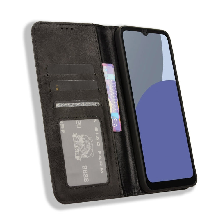 For Sharp Aquos wish4 Magnetic Buckle Retro Texture Leather Phone Case