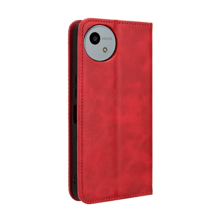 For Sharp Aquos wish4 Magnetic Buckle Retro Texture Leather Phone Case