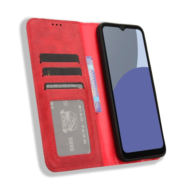 For Sharp Aquos wish4 Magnetic Buckle Retro Texture Leather Phone Case