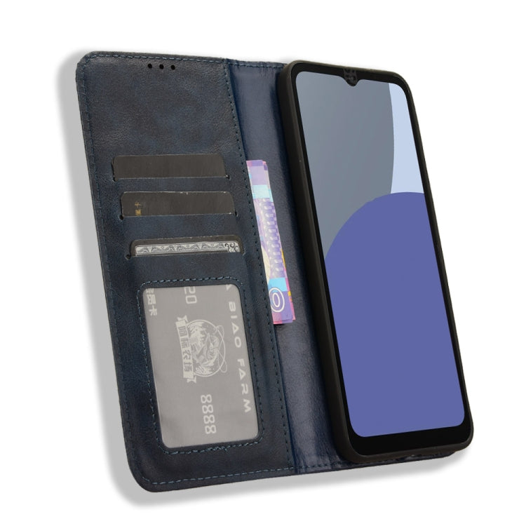 For Sharp Aquos wish4 Magnetic Buckle Retro Texture Leather Phone Case