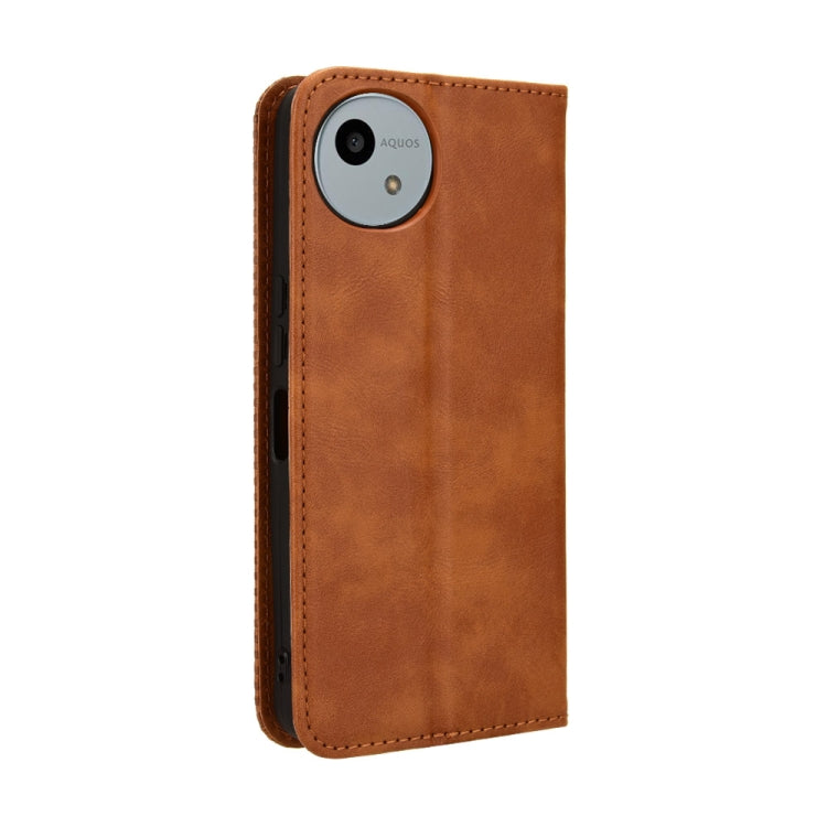 For Sharp Aquos wish4 Magnetic Buckle Retro Texture Leather Phone Case