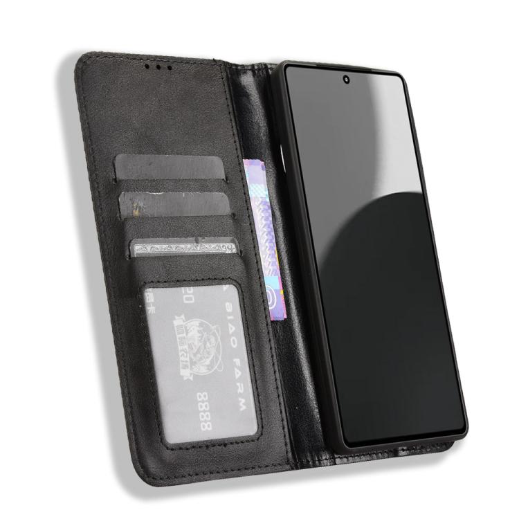 For Sharp Aquos R9 Pro Magnetic Buckle Retro Texture Leather Phone Case
