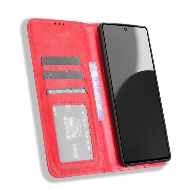 For Sharp Aquos R9 Pro Magnetic Buckle Retro Texture Leather Phone Case