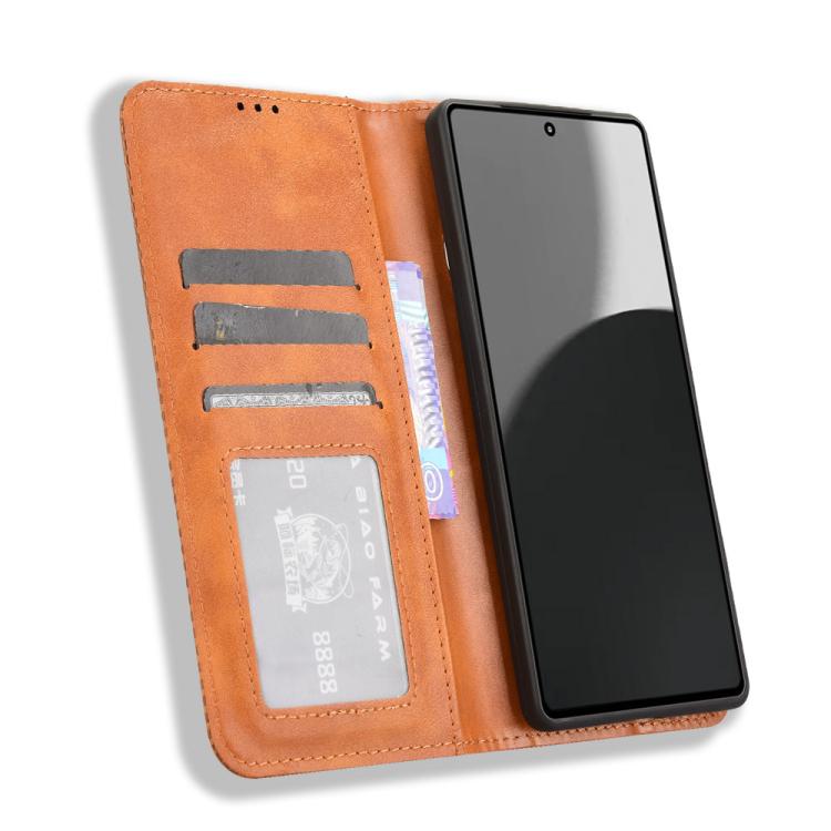 For Sharp Aquos R9 Pro Magnetic Buckle Retro Texture Leather Phone Case