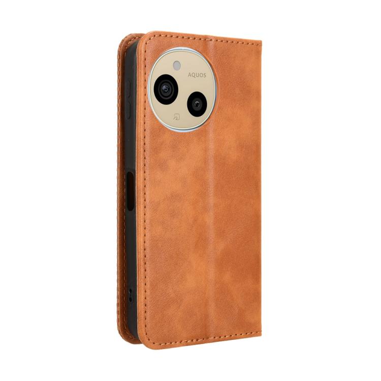 For Sharp Aquos Sense9 Magnetic Buckle Retro Texture Leather Phone Case