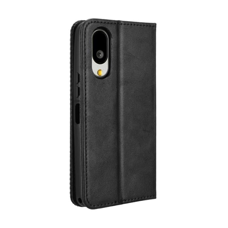 For Sharp Basio Active3 Magnetic Buckle Retro Texture Leather Phone Case
