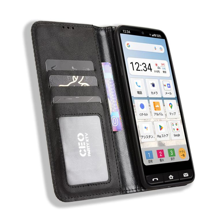 For Sharp Basio Active3 Magnetic Buckle Retro Texture Leather Phone Case