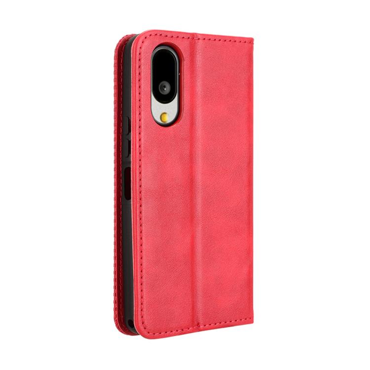 For Sharp Basio Active3 Magnetic Buckle Retro Texture Leather Phone Case