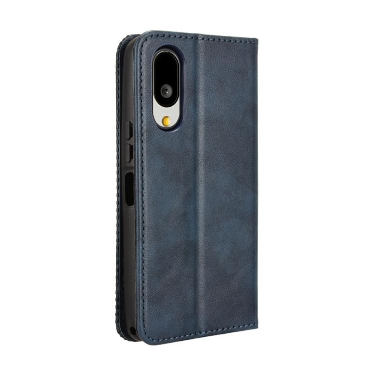 For Sharp Basio Active3 Magnetic Buckle Retro Texture Leather Phone Case