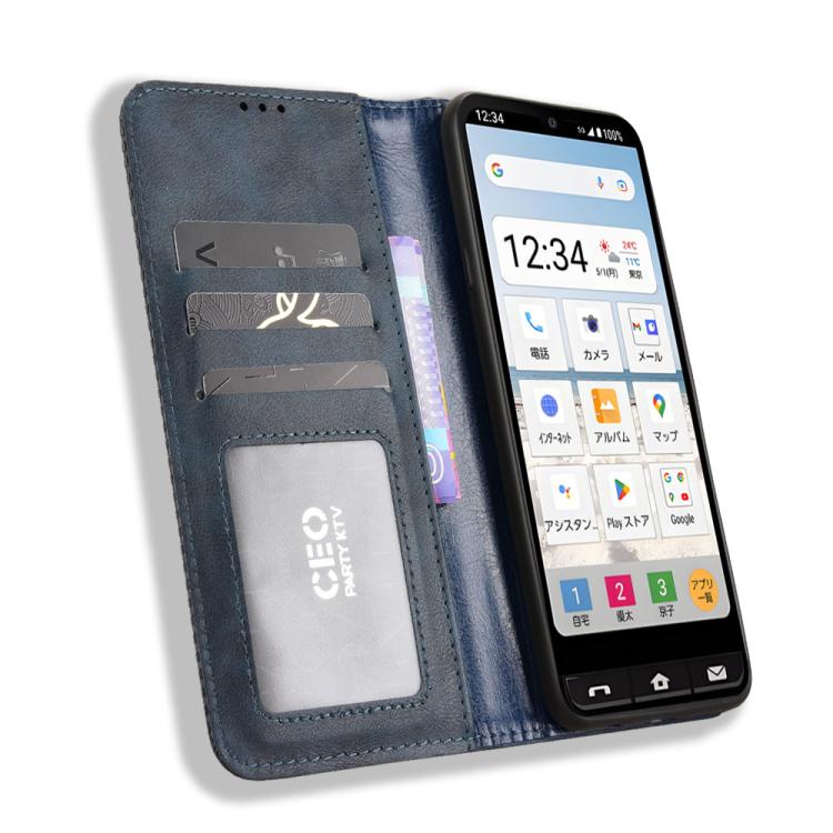 For Sharp Basio Active3 Magnetic Buckle Retro Texture Leather Phone Case