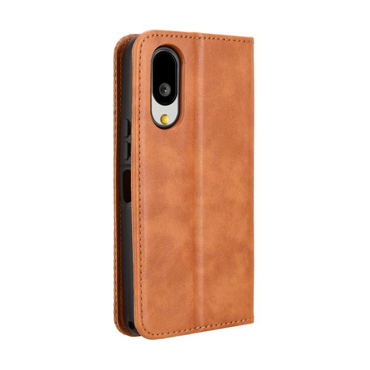For Sharp Basio Active3 Magnetic Buckle Retro Texture Leather Phone Case