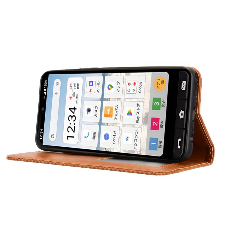 For Sharp Basio Active3 Magnetic Buckle Retro Texture Leather Phone Case