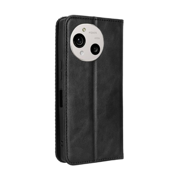 For Sharp Aquos R10 Magnetic Buckle Retro Texture Leather Phone Case
