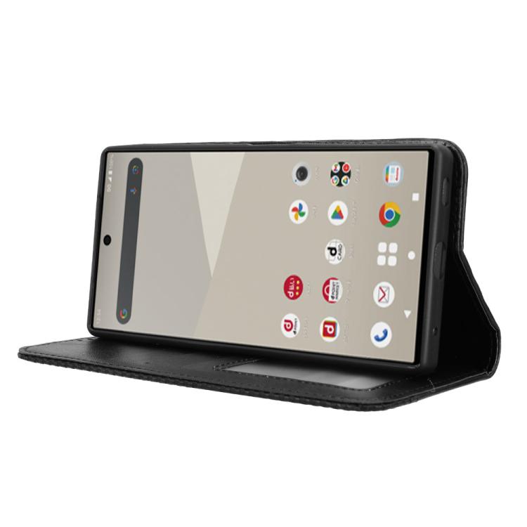 For Sharp Aquos R10 Magnetic Buckle Retro Texture Leather Phone Case