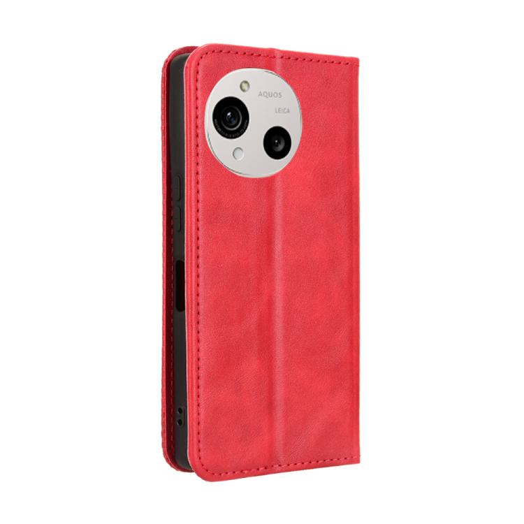 For Sharp Aquos R10 Magnetic Buckle Retro Texture Leather Phone Case