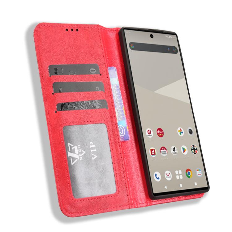 For Sharp Aquos R10 Magnetic Buckle Retro Texture Leather Phone Case