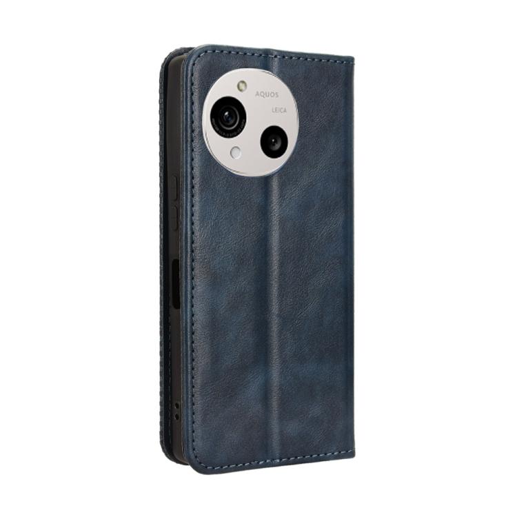 For Sharp Aquos R10 Magnetic Buckle Retro Texture Leather Phone Case