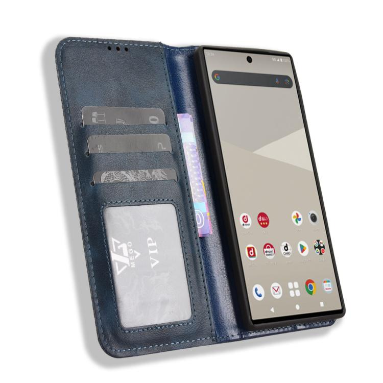 For Sharp Aquos R10 Magnetic Buckle Retro Texture Leather Phone Case
