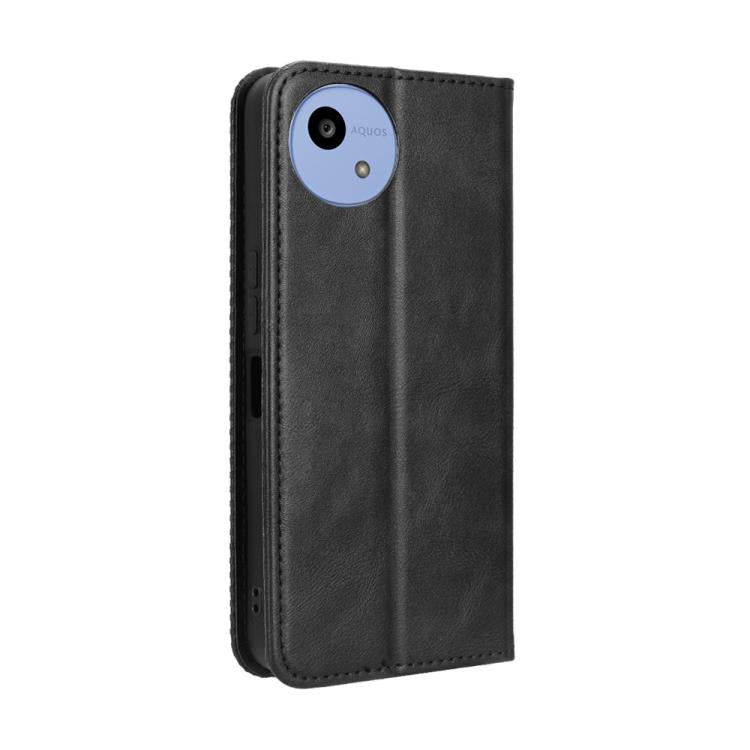For Sharp Aquos wish5 Magnetic Buckle Retro Texture Leather Phone Case