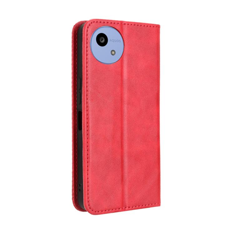 For Sharp Aquos wish5 Magnetic Buckle Retro Texture Leather Phone Case