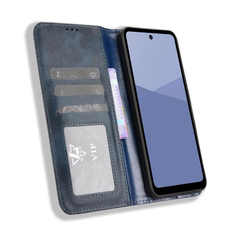 For Sharp Aquos wish5 Magnetic Buckle Retro Texture Leather Phone Case