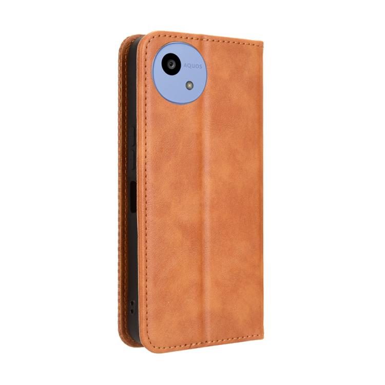 For Sharp Aquos wish5 Magnetic Buckle Retro Texture Leather Phone Case