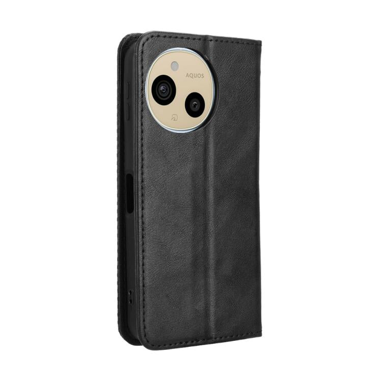 For Sharp Aquos Sense10 Magnetic Buckle Retro Texture Leather Phone Case