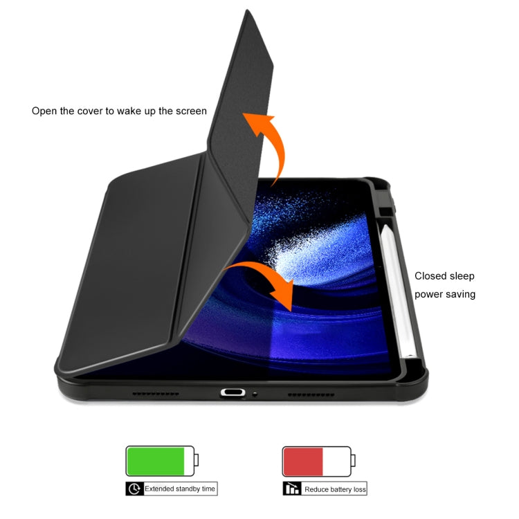 For Xiaomi Pad 6 / 6 Pro 3-fold Clear PC Smart Leather Tablet Case with Pen Slot(Black)