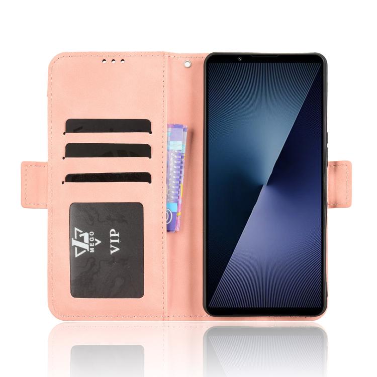For Sony Xperia 1 VII Skin Feel Calf Texture Card Slots Leather Phone Case