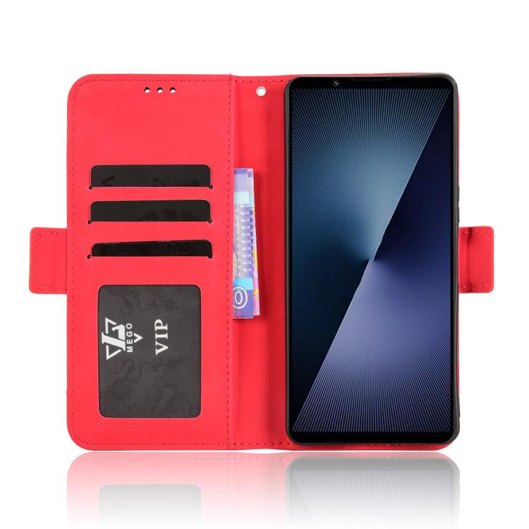 For Sony Xperia 1 VII Skin Feel Calf Texture Card Slots Leather Phone Case