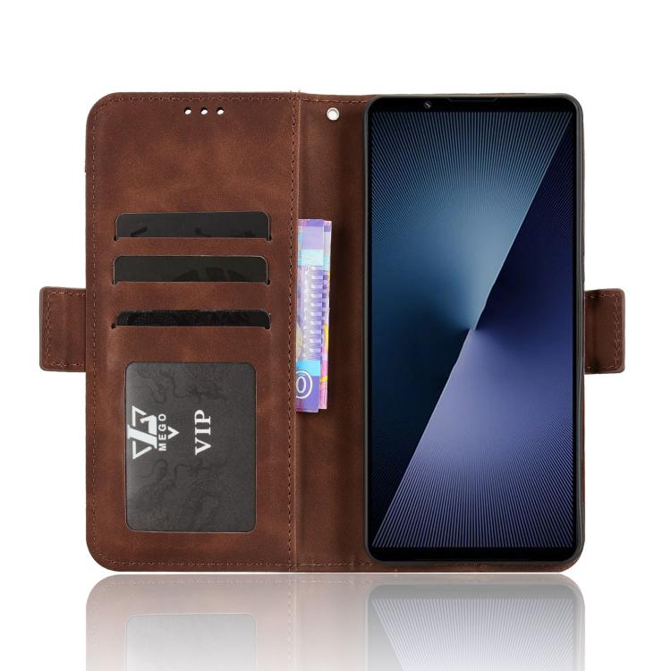 For Sony Xperia 1 VII Skin Feel Calf Texture Card Slots Leather Phone Case