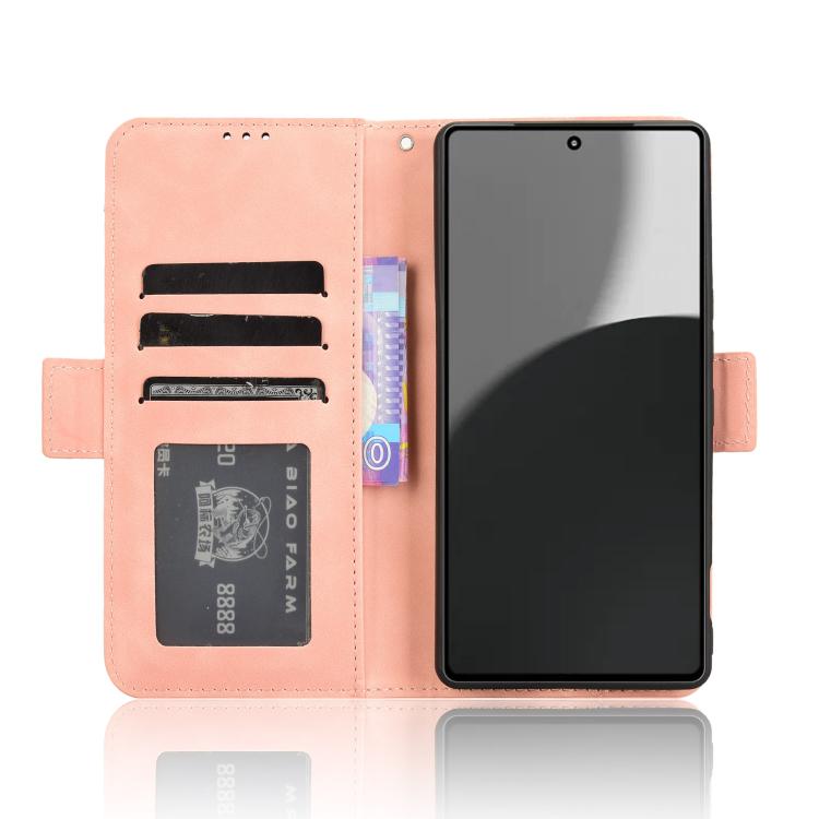 For Sharp Aquos R9 Pro Skin Feel Calf Texture Card Slots Leather Phone Case