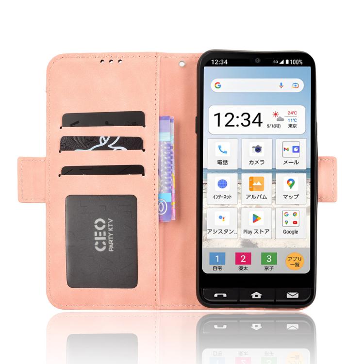 For Sharp Basio Active3 Skin Feel Calf Texture Card Slots Leather Phone Case