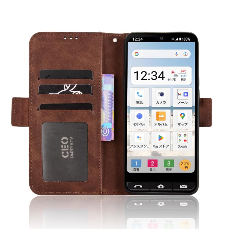 For Sharp Basio Active3 Skin Feel Calf Texture Card Slots Leather Phone Case