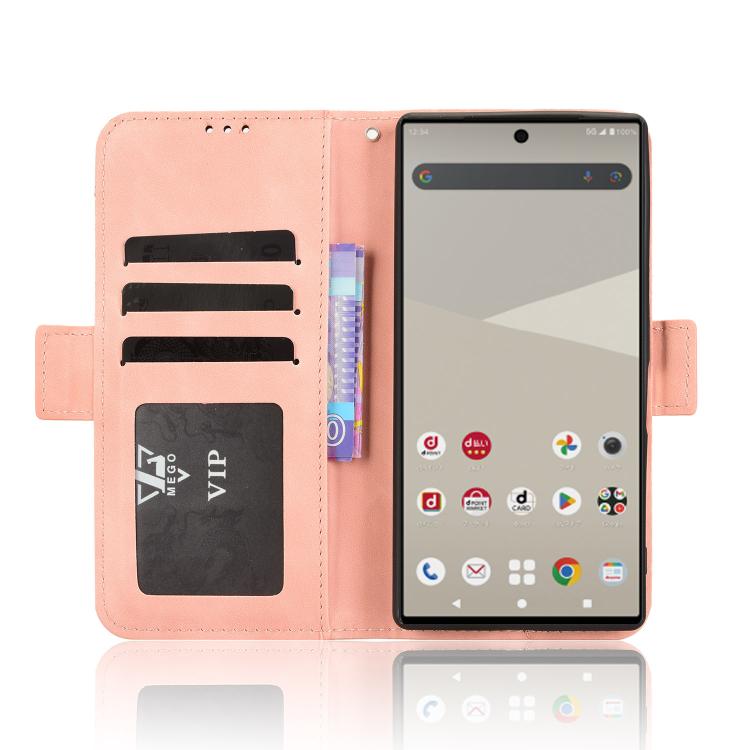 For Sharp Aquos R10 Skin Feel Calf Texture Card Slots Leather Phone Case