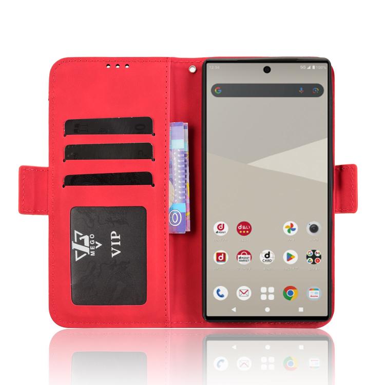 For Sharp Aquos R10 Skin Feel Calf Texture Card Slots Leather Phone Case