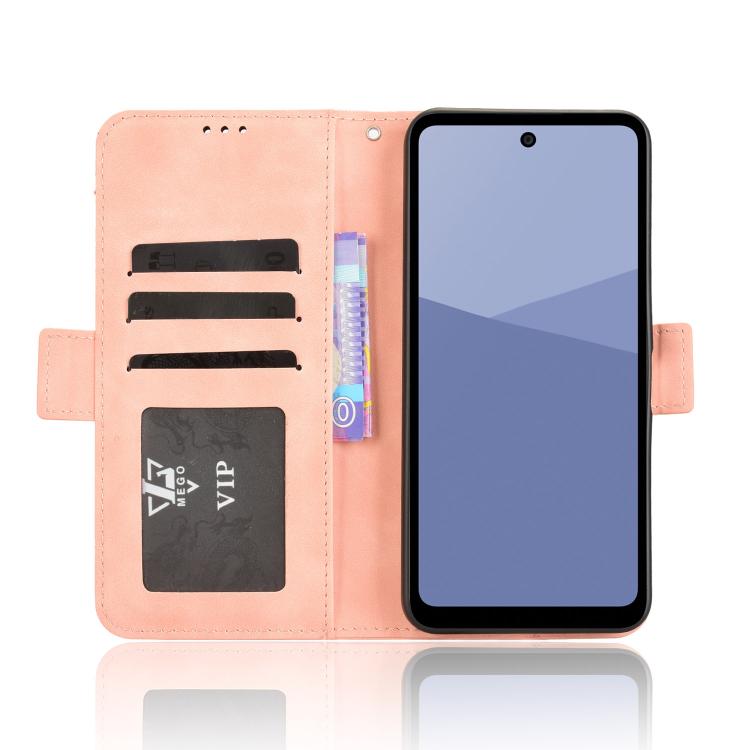 For Sharp Aquos wish5 Skin Feel Calf Texture Card Slots Leather Phone Case